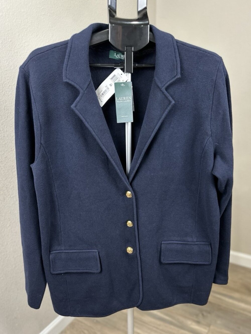 Lauren Ralph Lauren Navy Sweater Blazer 2X Gold Buttons NWT